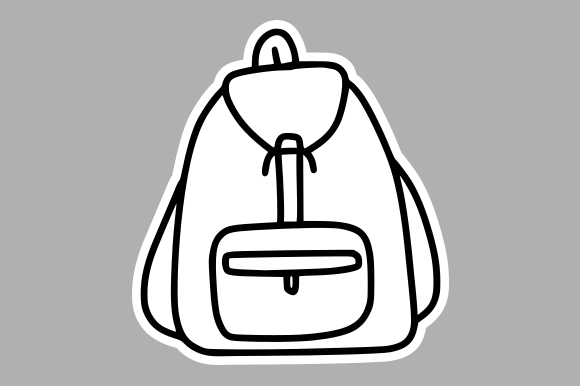 Backpack, and Hand-Drawn Backpack, Black and White Sketch