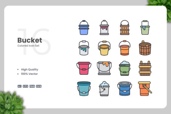 Bucket Color Icons: A Simple and Clean Design for Every Project