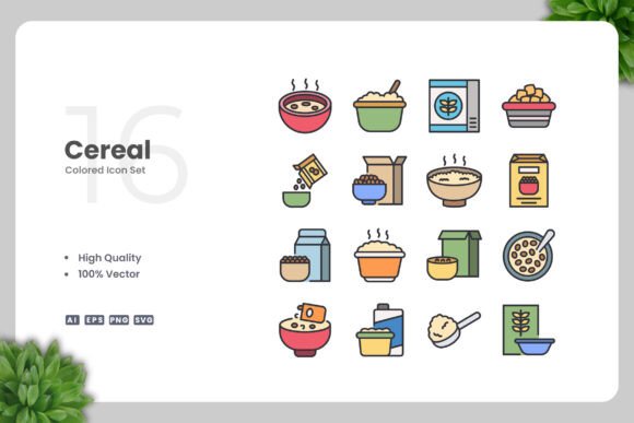 Cereal Color Icons: Vibrant and Versatile Design