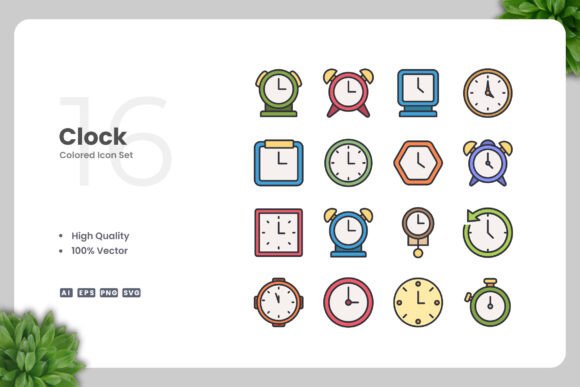 Clock Color Icons for Modern Design Projects