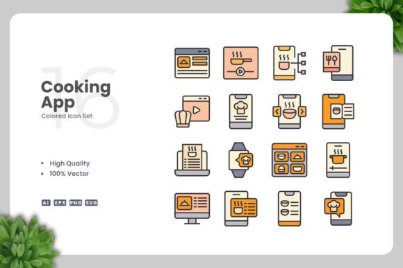 Cooking App Color Icons for Modern Design Needs