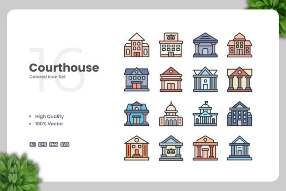 Courthouse Color Icons: A Versatile Design Solution for Modern Creatives