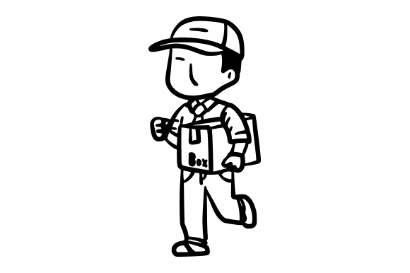 Delivery Worker with a Box Doodle