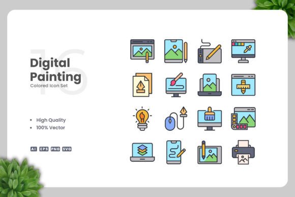 Digital Painting Colored Icons: A Versatile Design Solution for Modern Projects