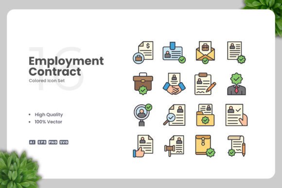 Employment Contract Color Icons: A Modern Design Solution for Professionals