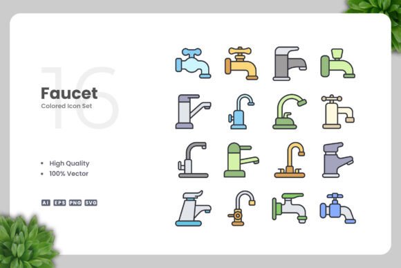 Faucet Colored Icons: A Versatile Design Resource for Modern Creatives