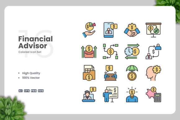 Financial Advisor Color Icons for Professional Workflow Integration