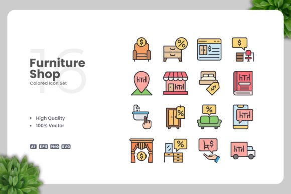Furniture Shop Colored Icons