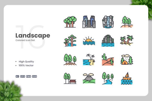 Landscape Color Icons for Creative Projects