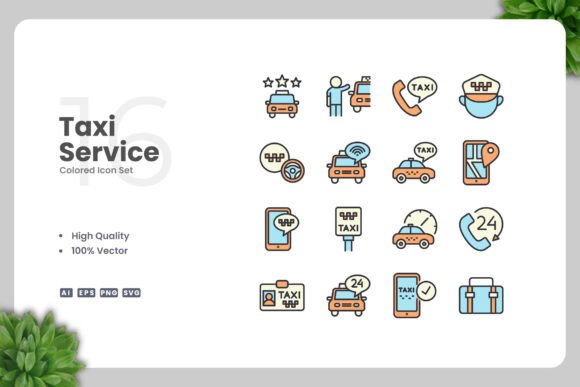 Taxi Service Color Icons: A Versatile Design Solution for Modern Projects