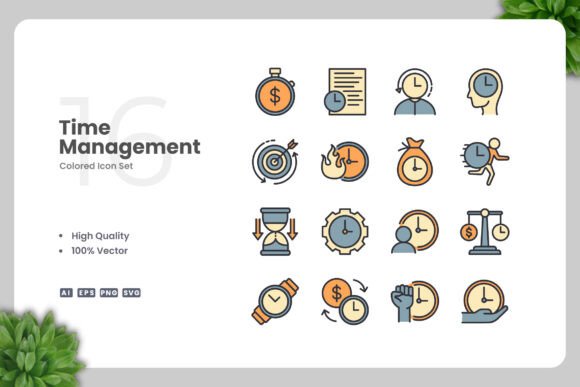 Time Management Color Icons